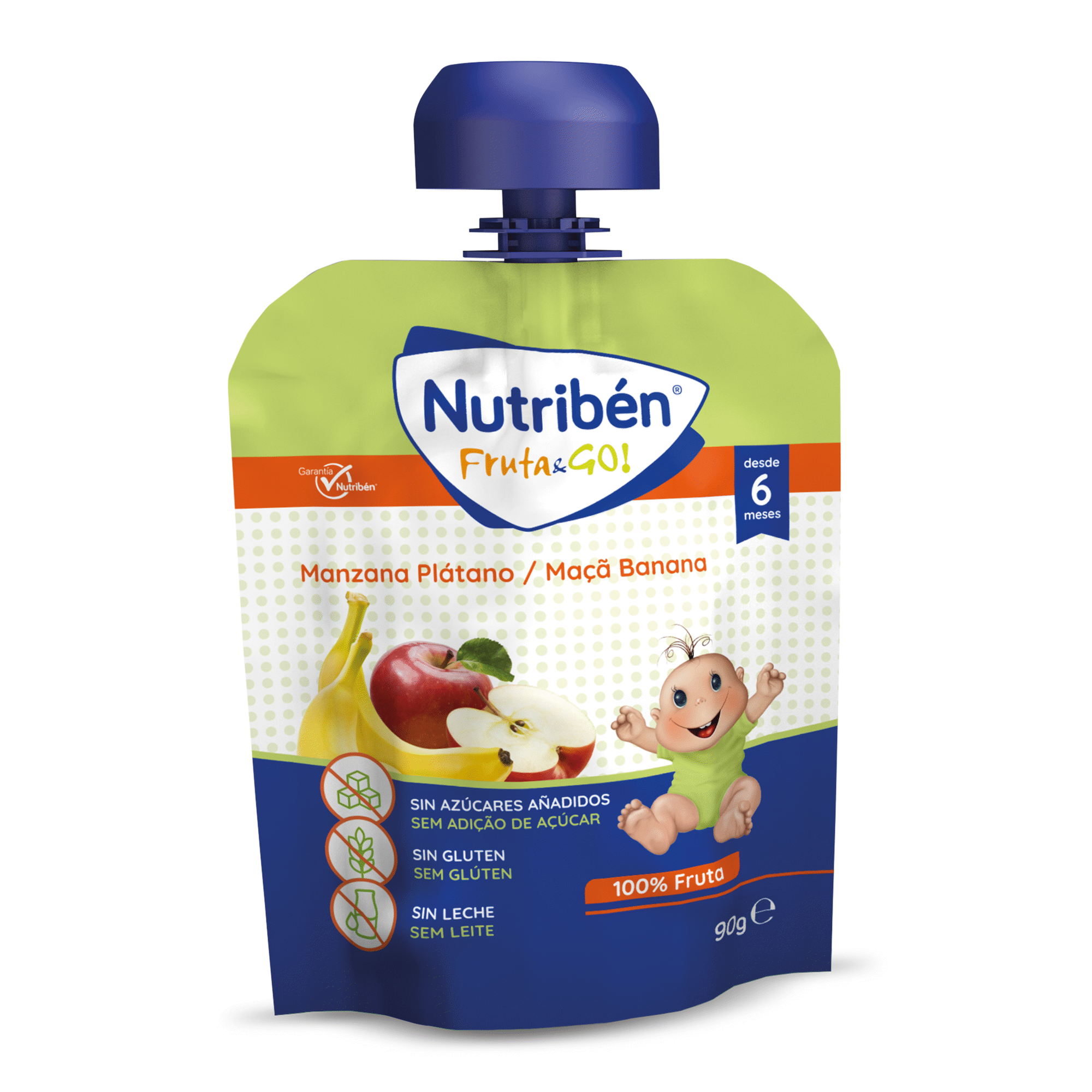 Saqueta de Maçã e Banana Fruta & Go +6M