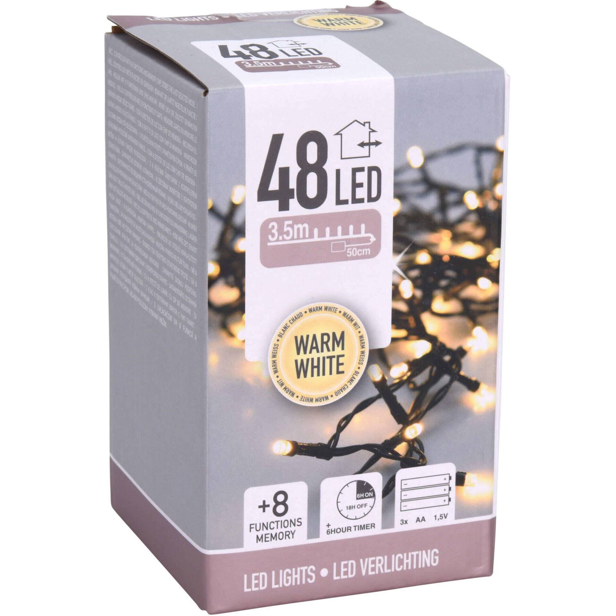Conjunto 48 Luzes Led Branco Quente 8 Fun&ccedil;&otilde;es