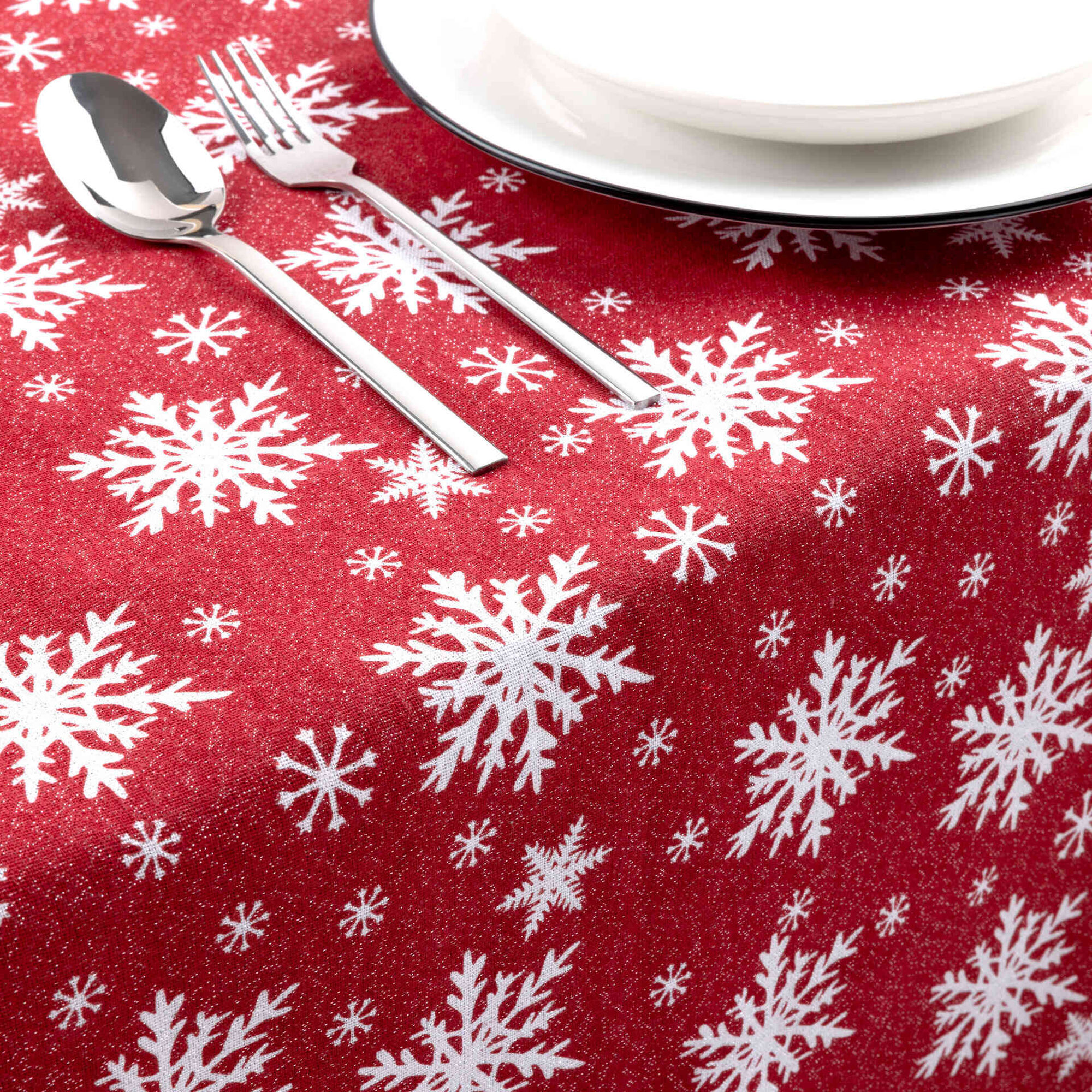 Toalha Mesa Vermelha Brilhante com Estrelas