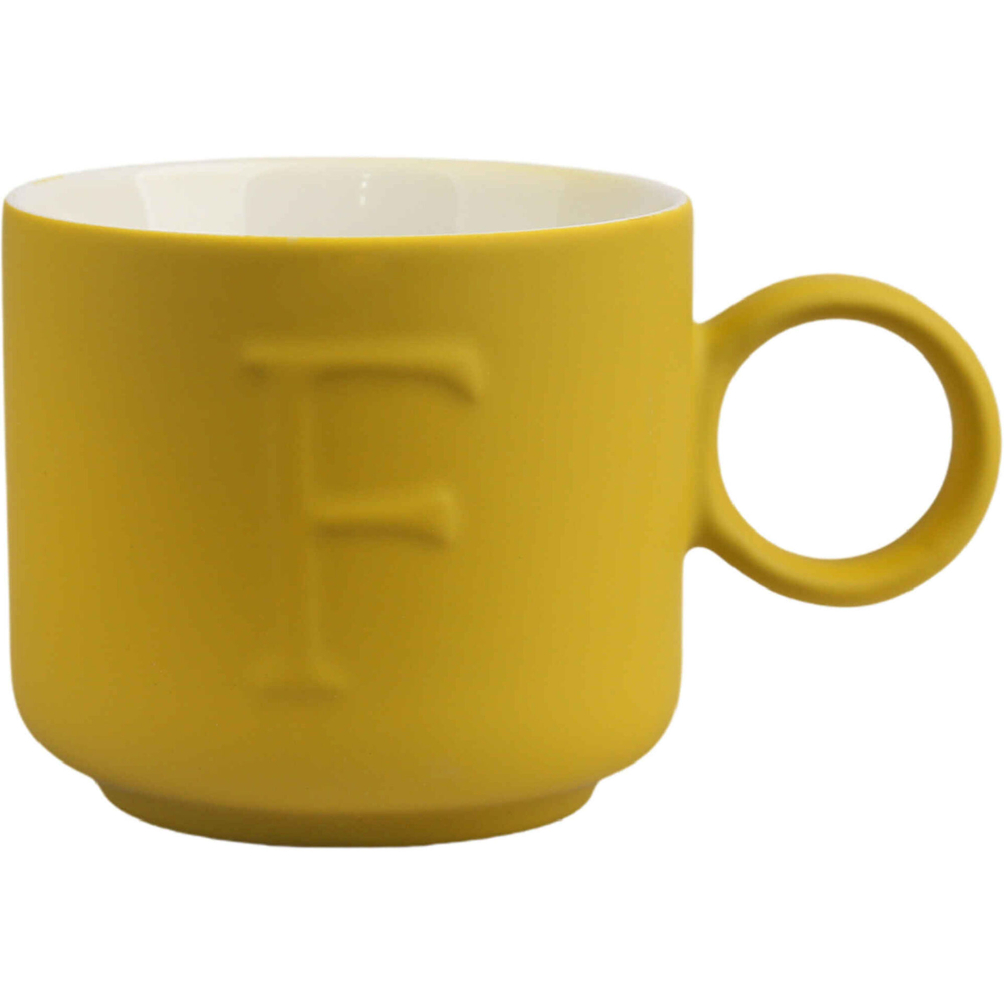 Caneca 360ml Letra F Amarela Kasa