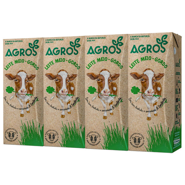 Leite UHT Meio Gordo Agros