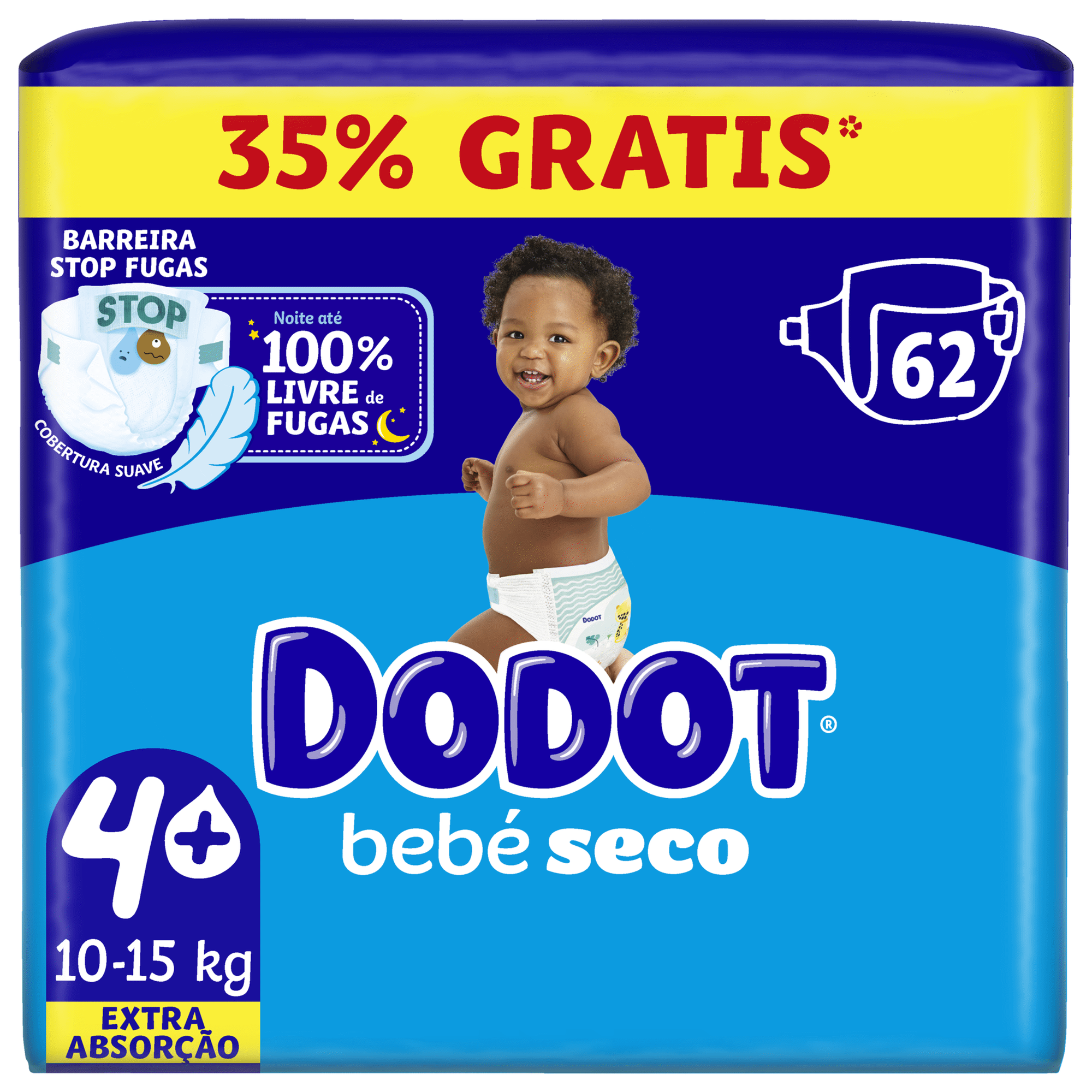 Fraldas Beb&eacute; Seco Extra 10-15kg T4+ Dodot