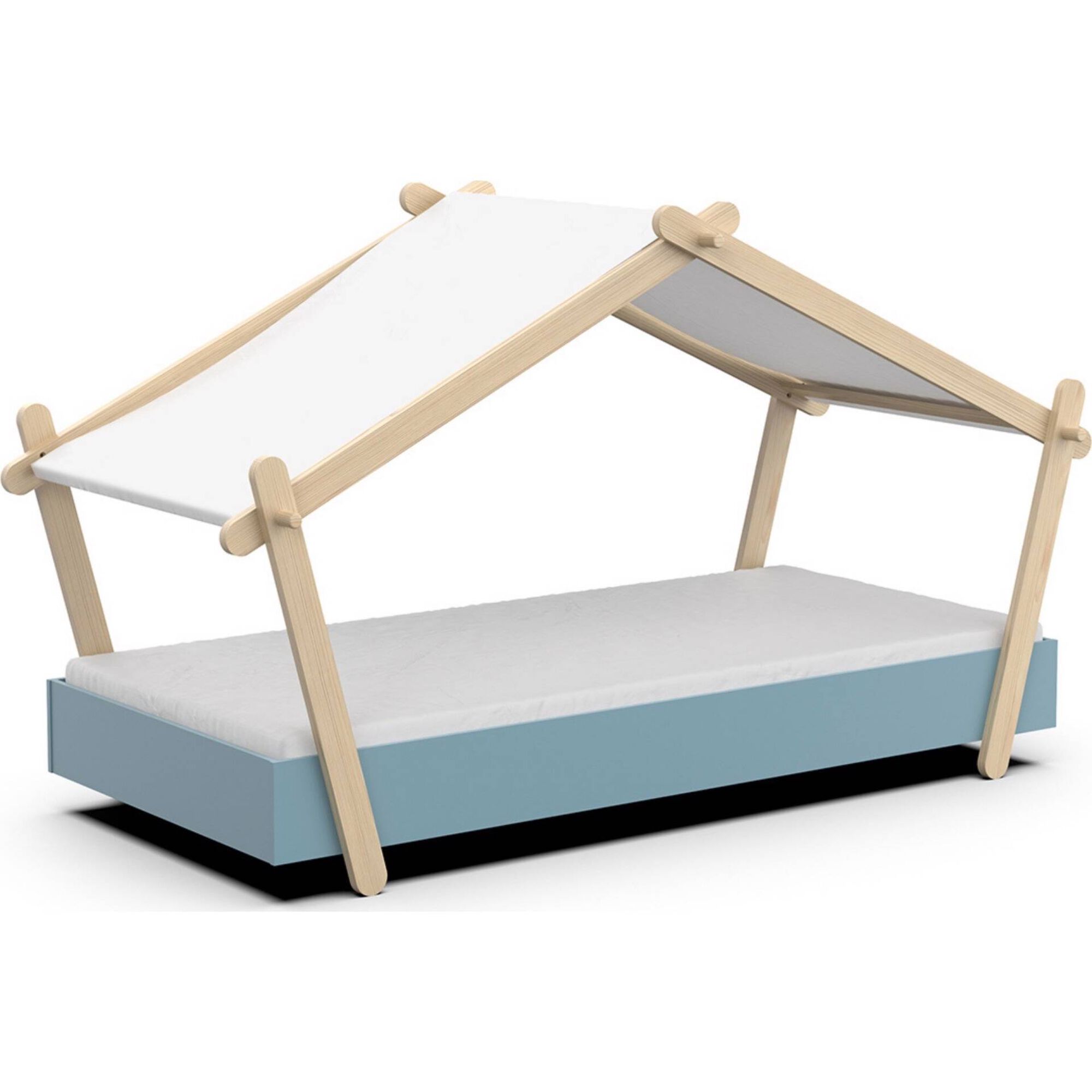 Cama Tenda 223,2x105,5x129,7cm Natural e Azul Lodge