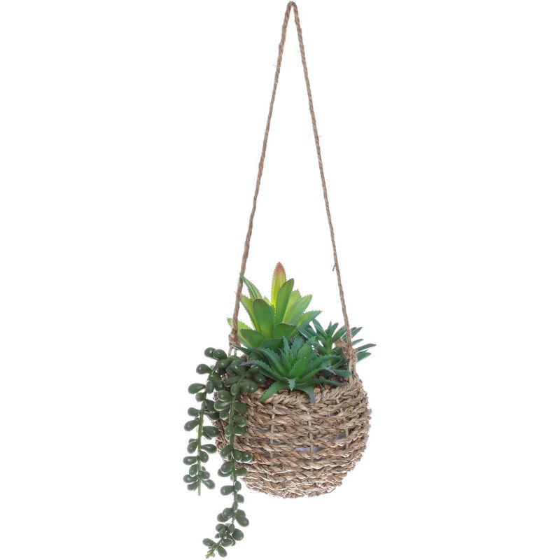 Planta Artificial com Vaso Rattan Suculenta a Cair Kasa
