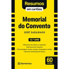 Resumos em Cart&otilde;es - Livro Memorial do Convento - Jos&eacute; Saramago - 12.&ordm; Ano