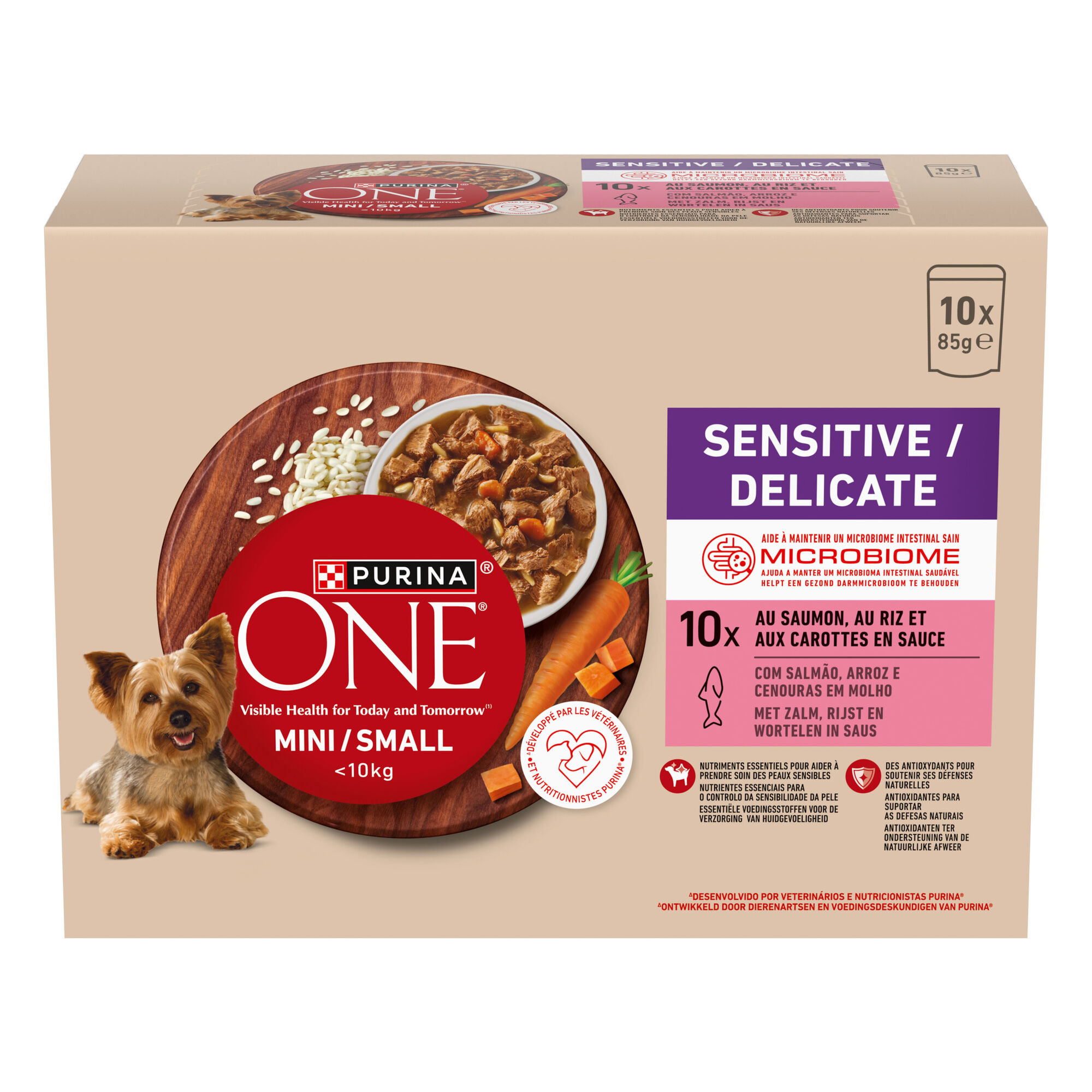 Comida H&uacute;mida para C&atilde;o Adulto Mini Delicate Salm&atilde;o Purina One Mini