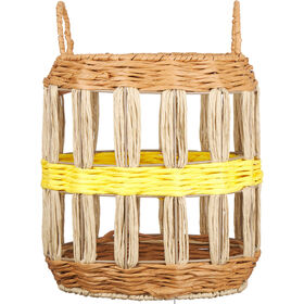 Cesto Aberto 29,5x29,5cm com Risca Amarela