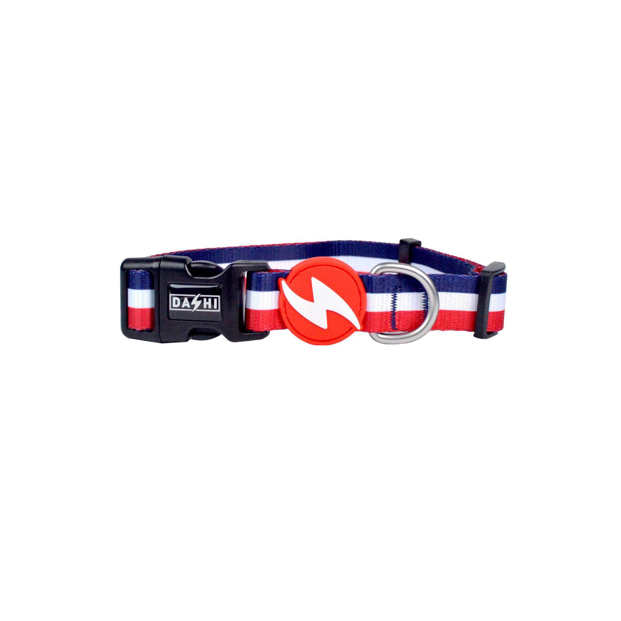 Coleira para C&atilde;o Stripes3 Vermelho e Azul S Dashi