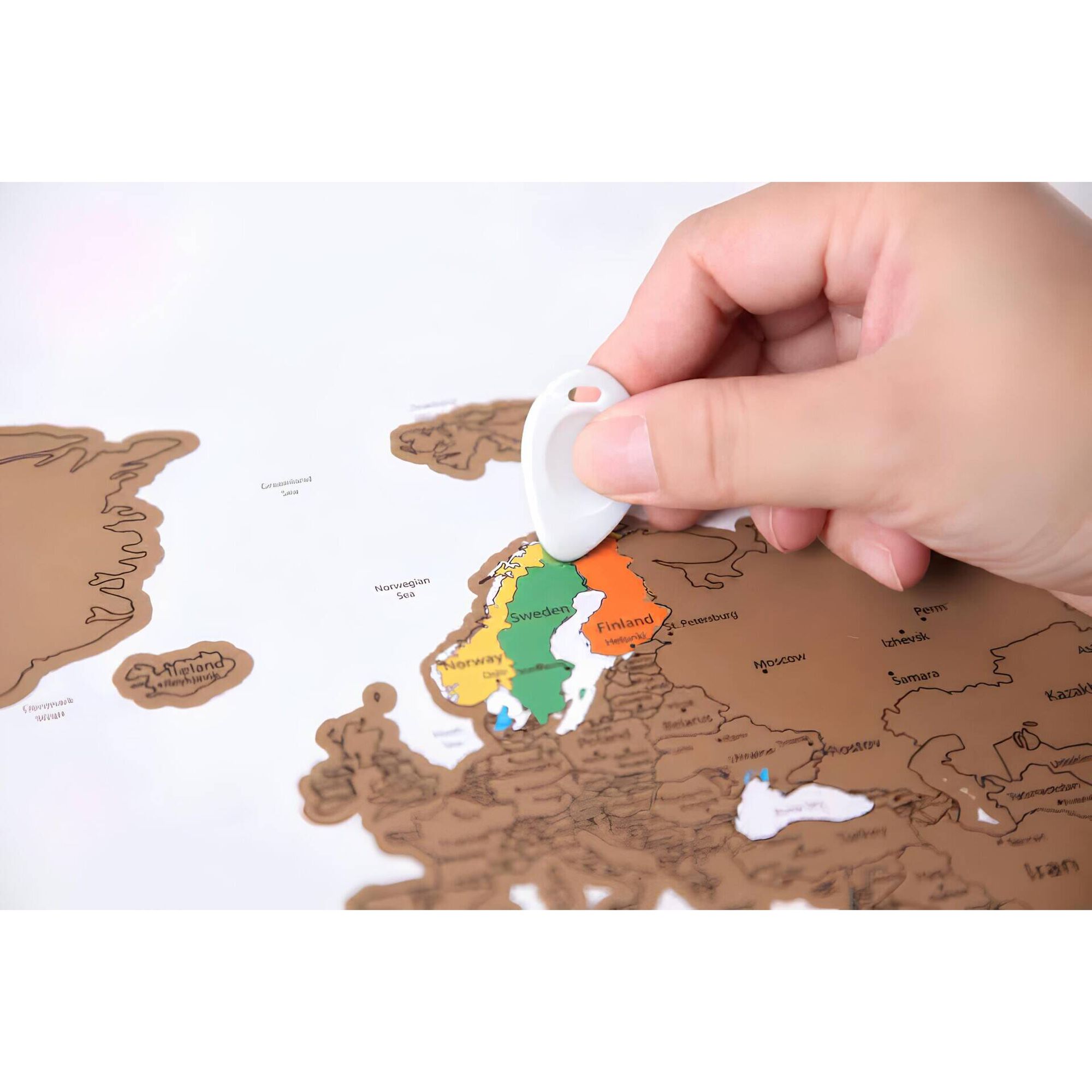 Poster Mapa Mundo 60x40cm Branco Kasa