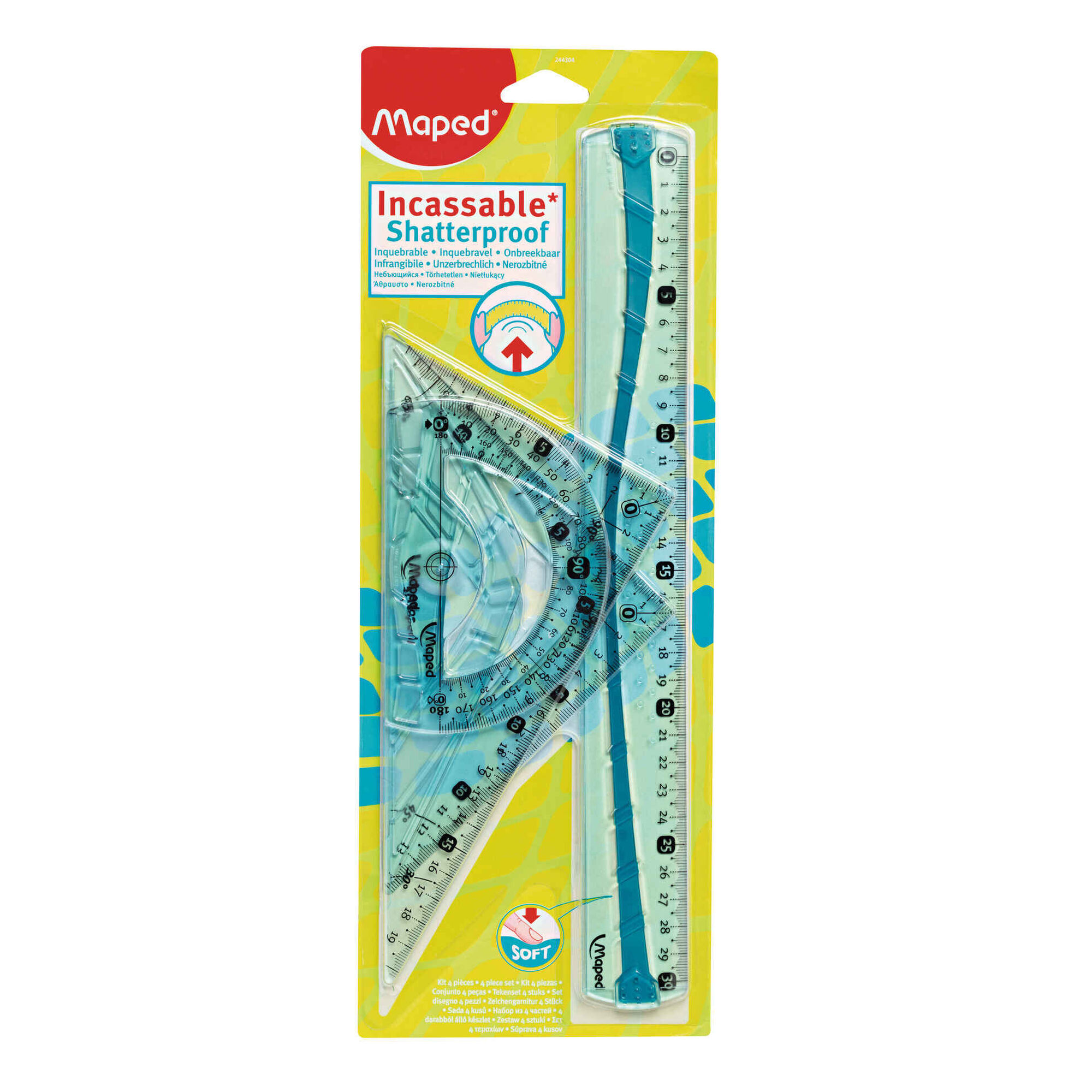 Régua, Esquadro e Transferidor Flexível (várias cores) Régua, Esquadro e Transferidor Flexível (várias cores)