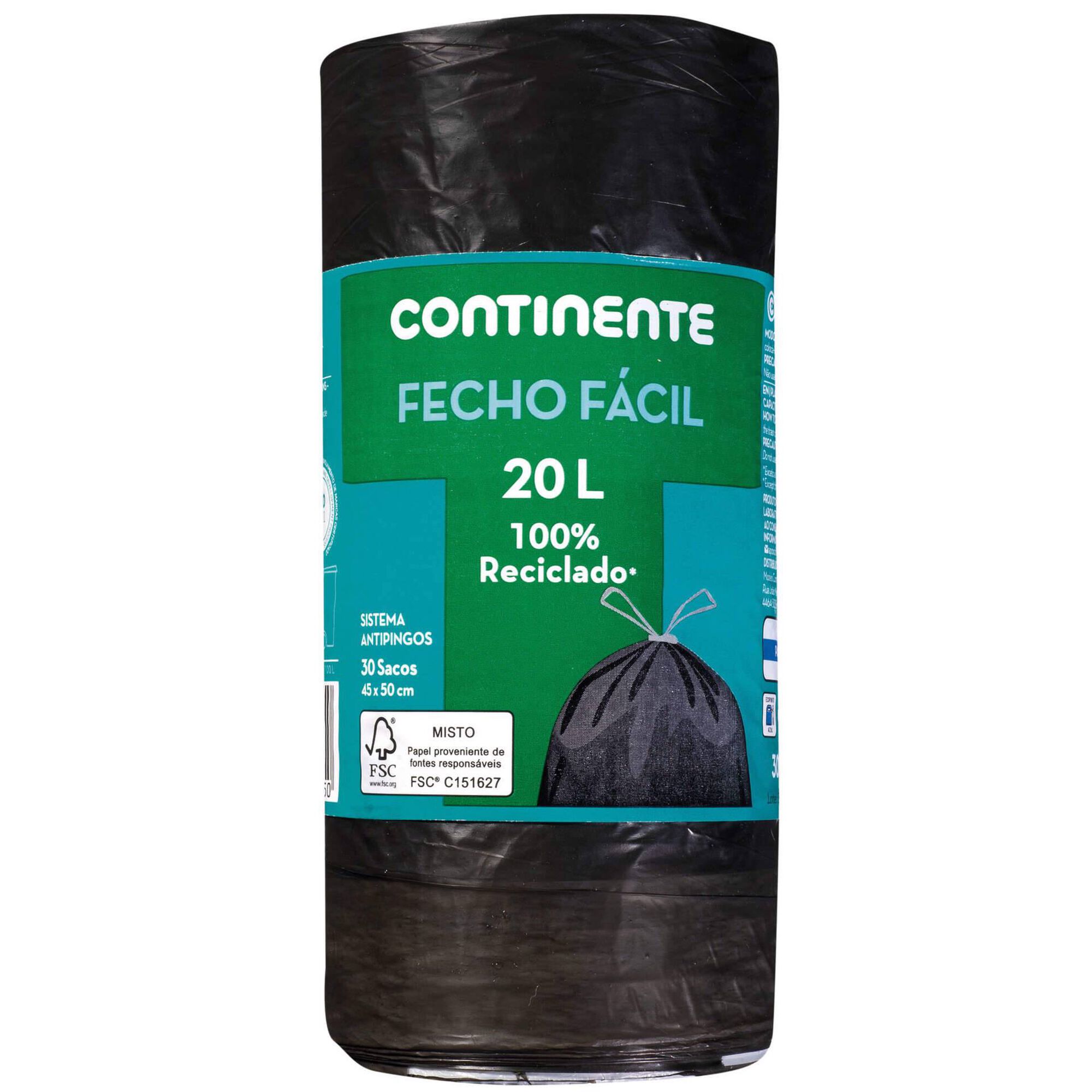 Sacos Lixo Fecho Fácil 20 lt