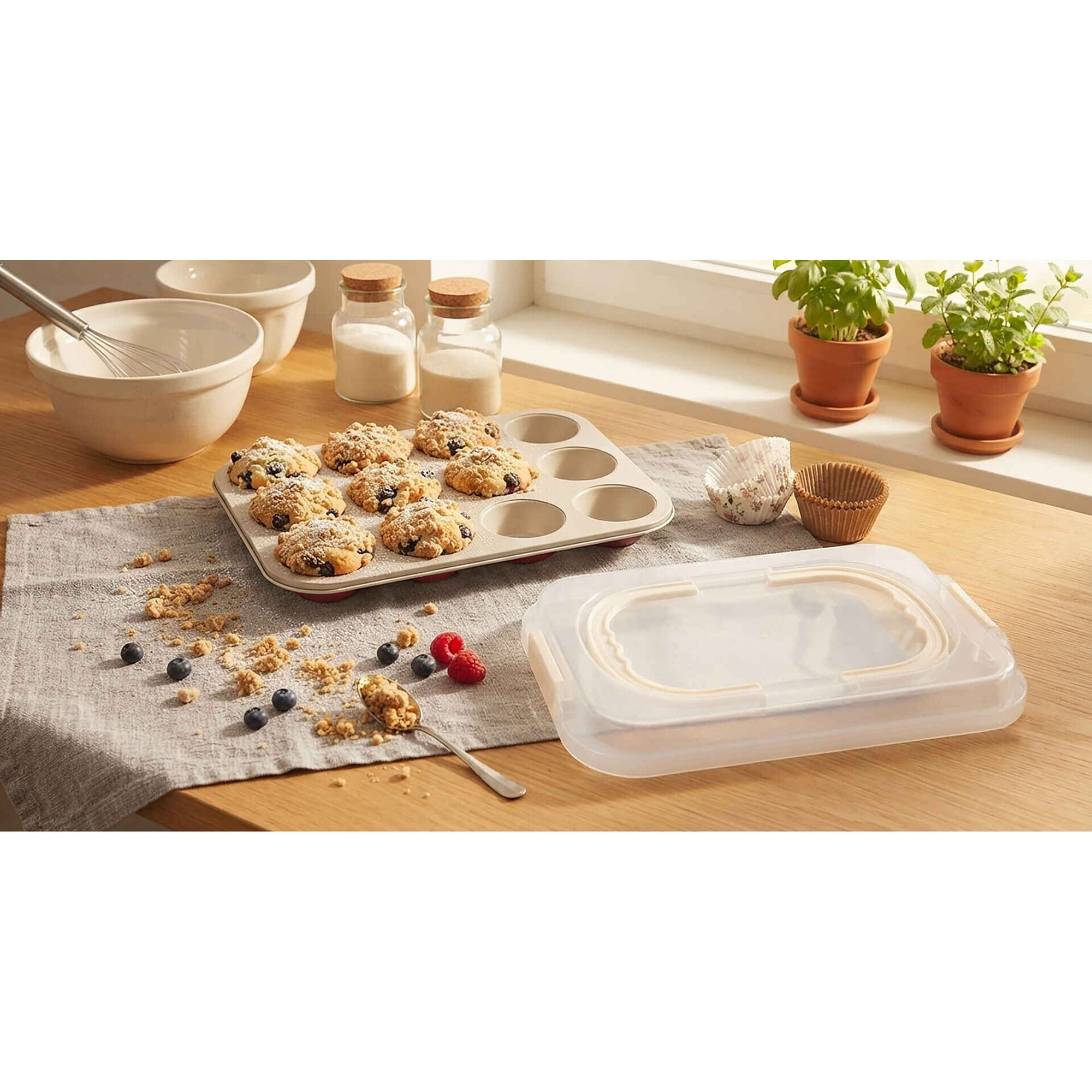 Forma para 12 Muffins com Tampa Kasa
