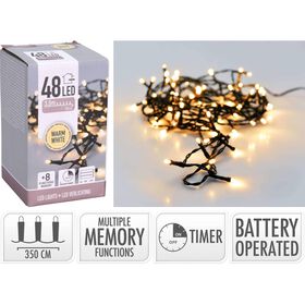 Conjunto 48 Luzes Led Branco Quente 8 Fun&ccedil;&otilde;es