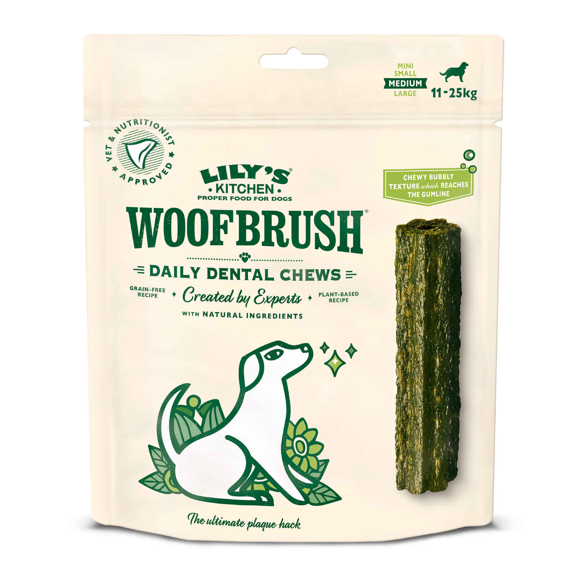 Snack para C&atilde;o Adulto M&eacute;dio Woofbrush Dental Chew Lily's Kitchen