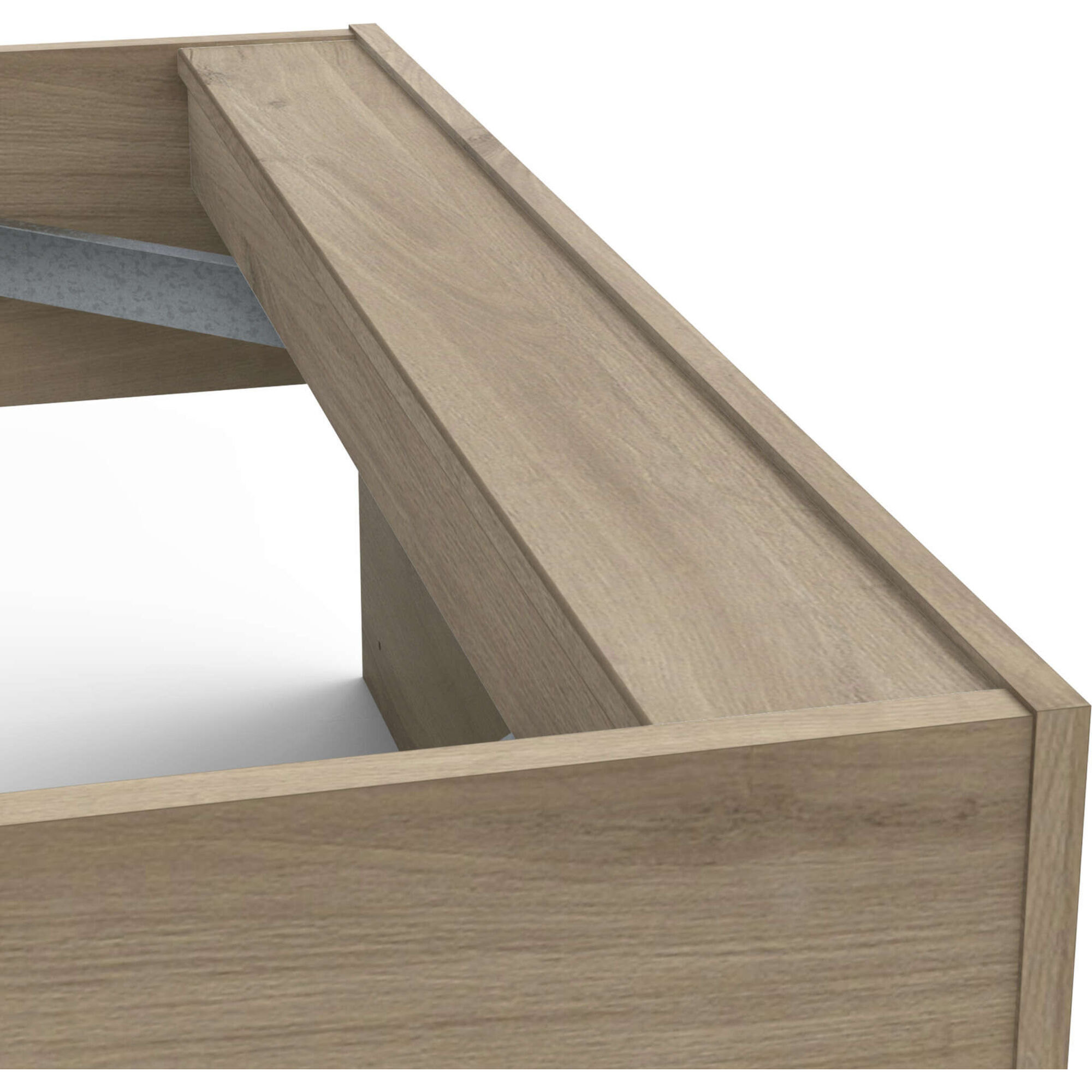 Cama Solteiro 125x227x91cm Branca e Carvalho Life