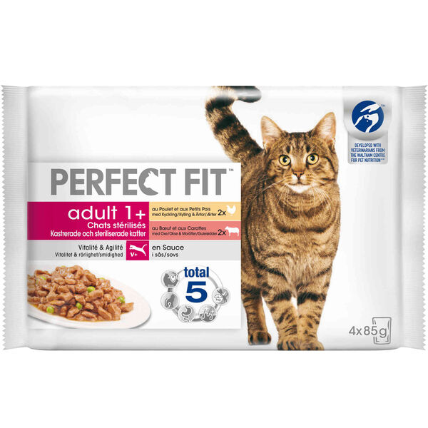 Comida Húmida para Gato Adulto Esterilizado Carne Saquetas Perfect Fit
