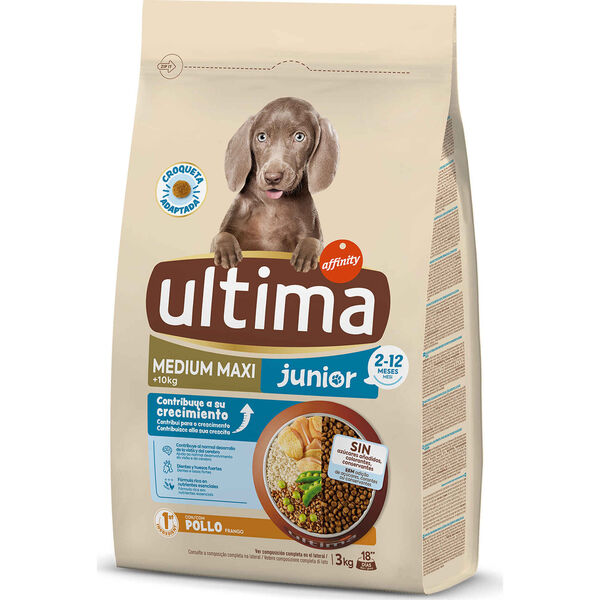 Ração para Cão Júnior Médio e Maxi Frango e Arroz Affinity Ultima