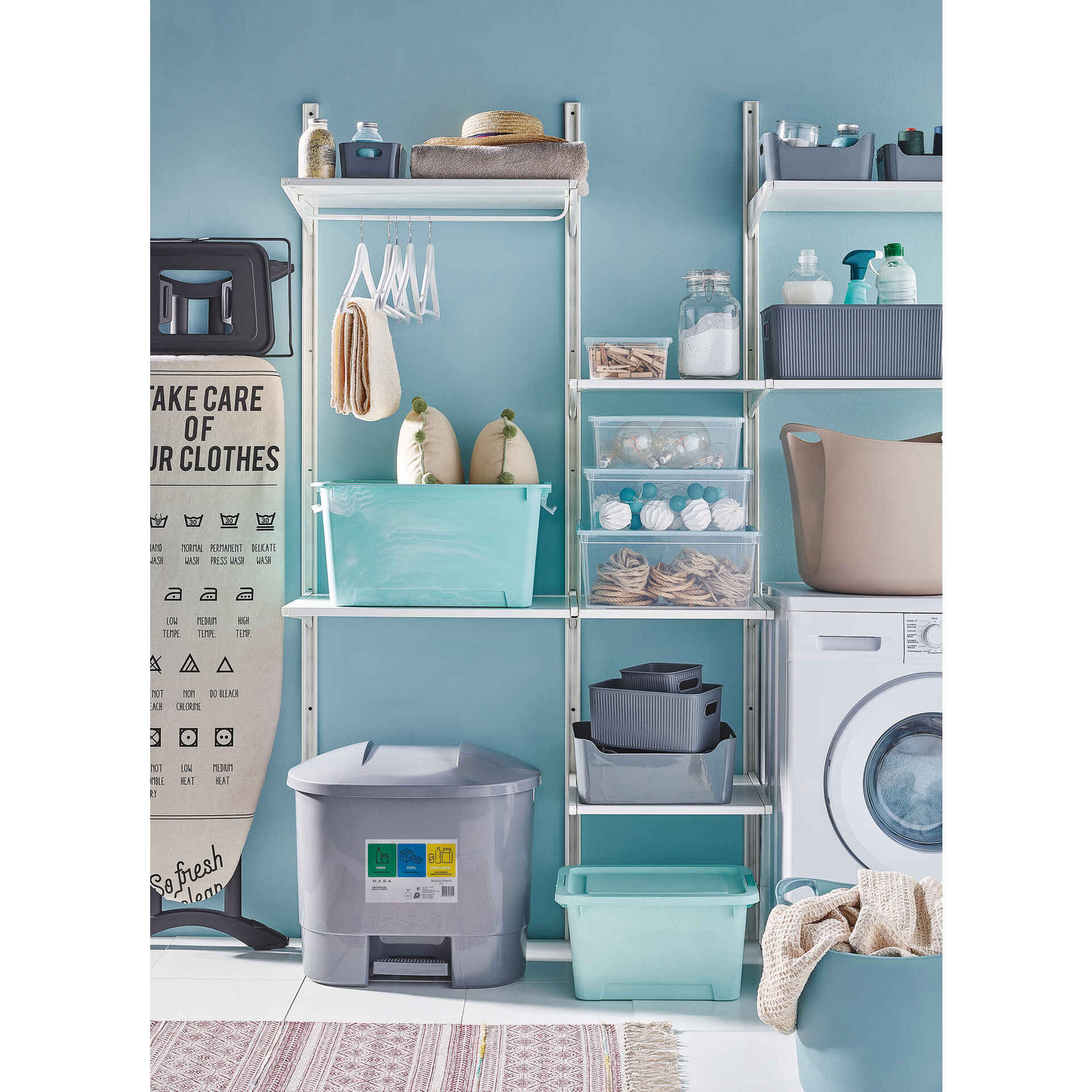 Conjunto 5 Cestos Arruma&ccedil;&atilde;o Pl&aacute;stico Kasa