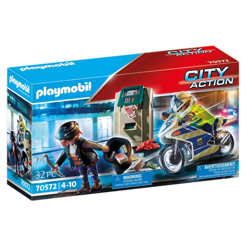 Playmobil - Moto da Polícia: Perseguição do Ladrão de Dinheiro - 70572