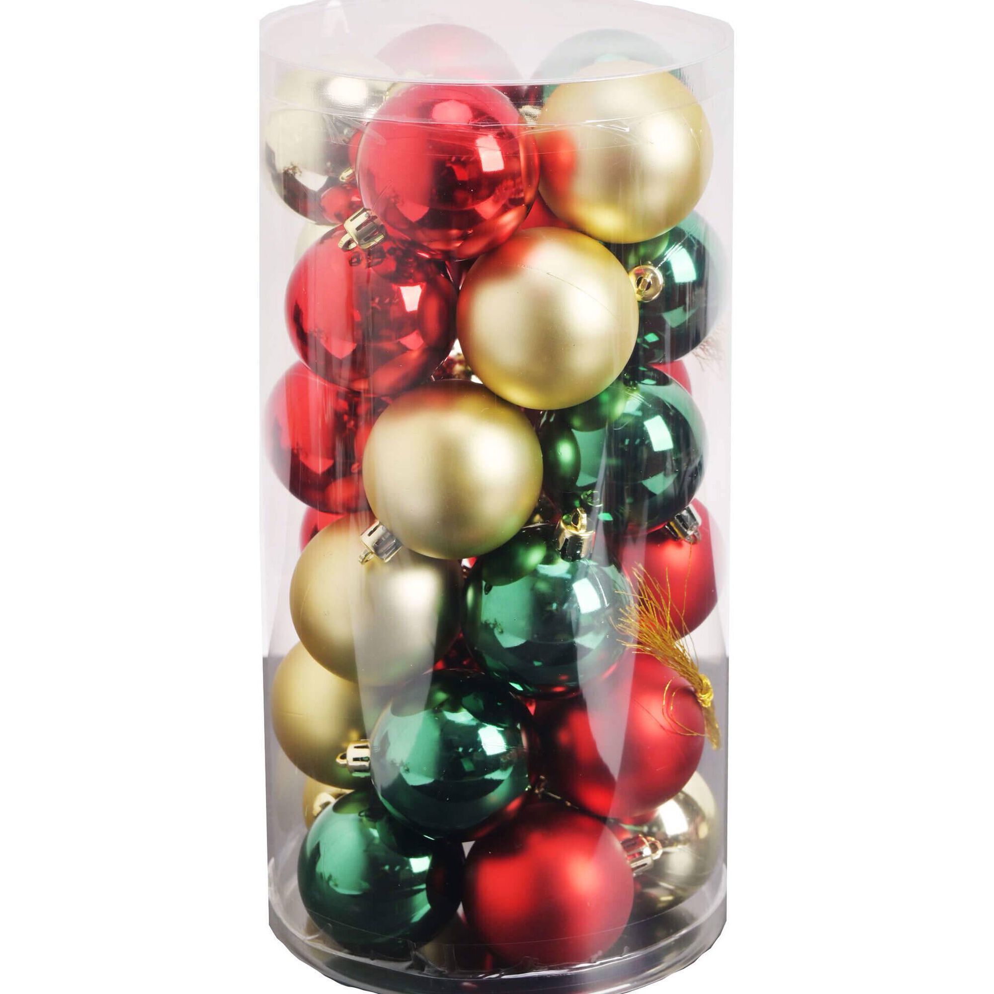 Conjunto 30 Bolas de Natal Tradicional Vermelho e Verde Kasa