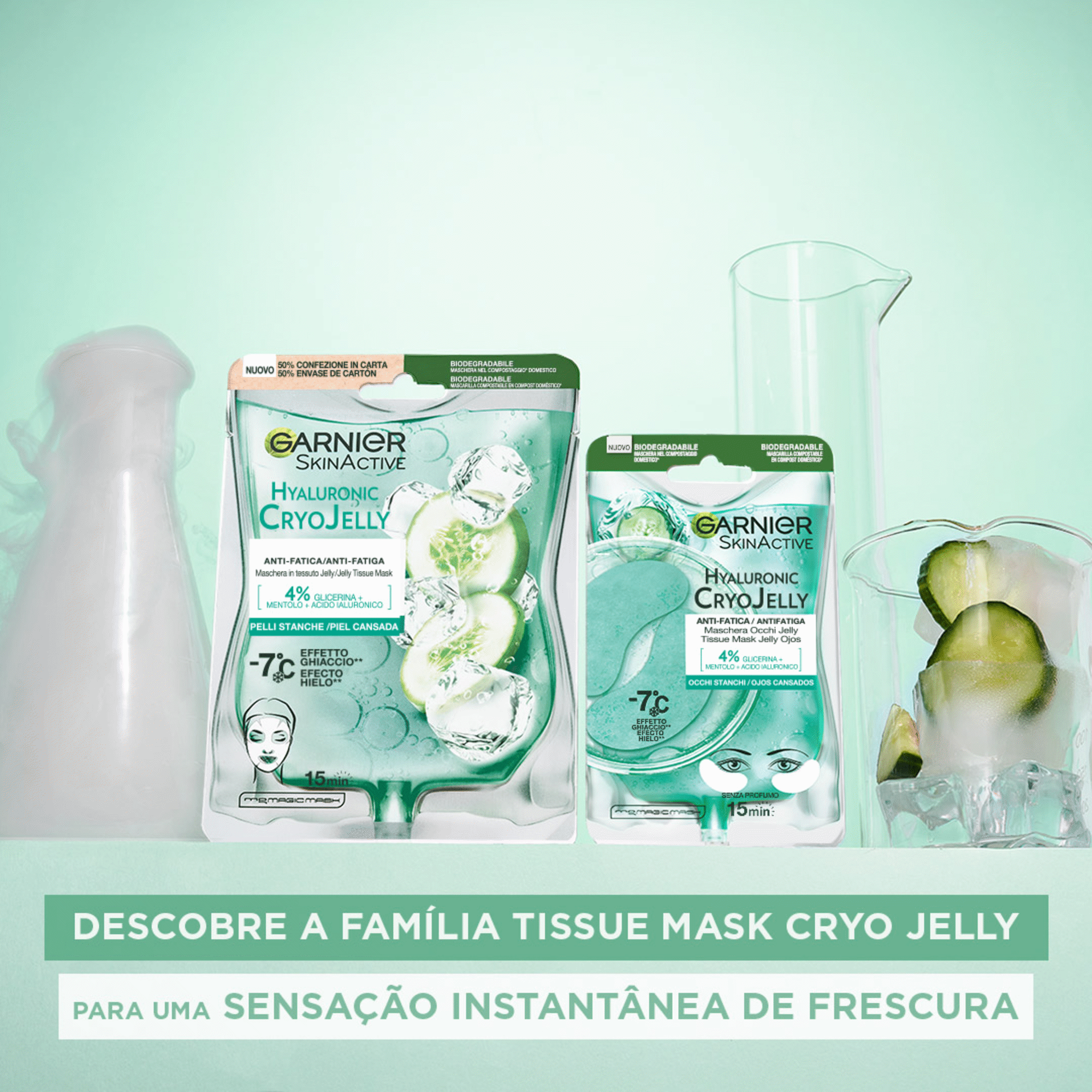 M&aacute;scara Facial Tecido CryoJelly Aloe Hialur&oacute;nico Pele Cansada Garnier Skin Active