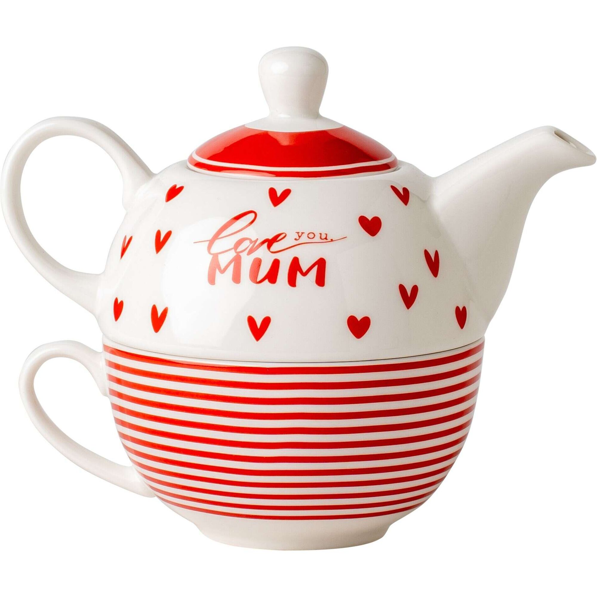 Caneca e Bule Cora&ccedil;&otilde;es Love You Mum Kasa