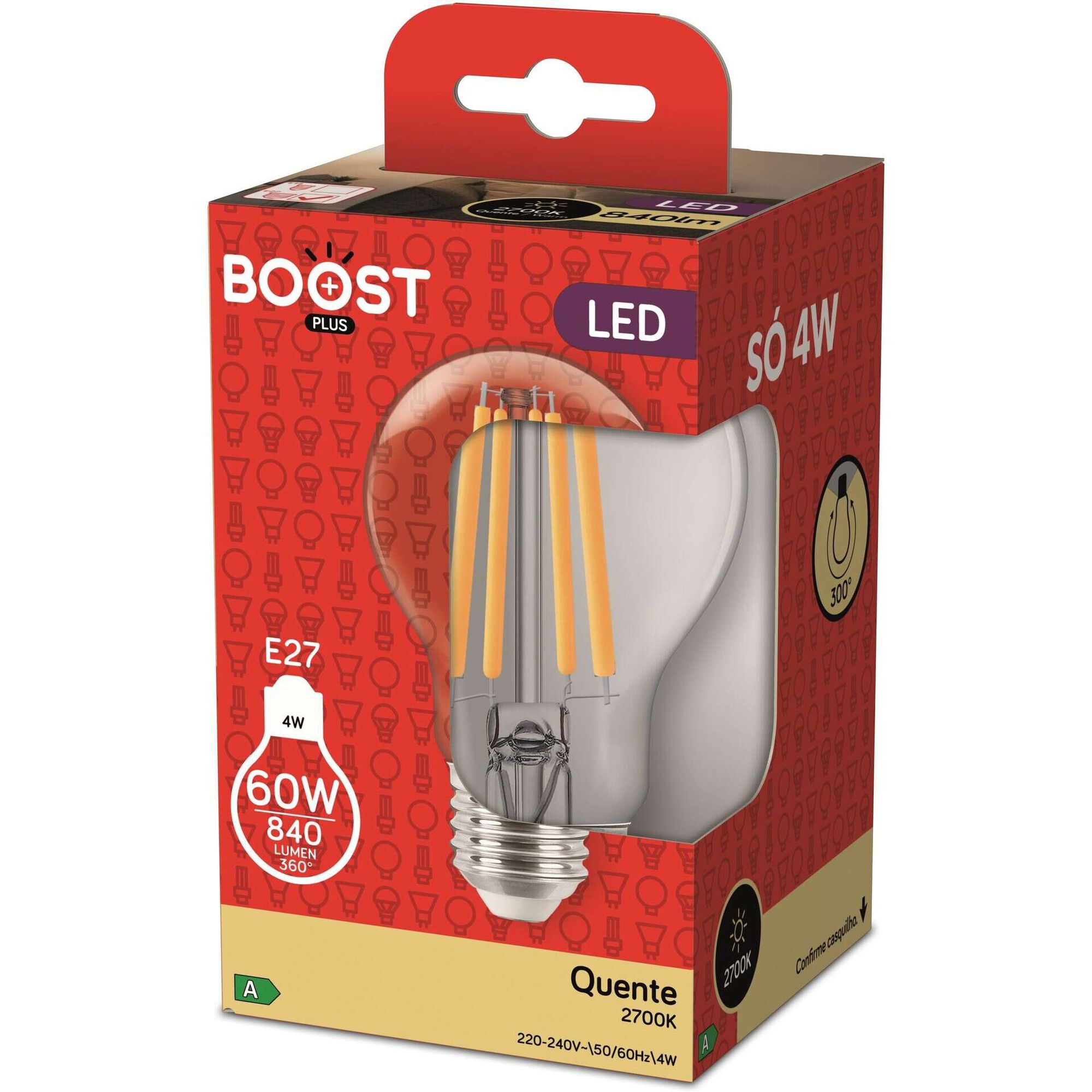 L&acirc;mpada LED Filamento Standard E27 2700K 60W Boost