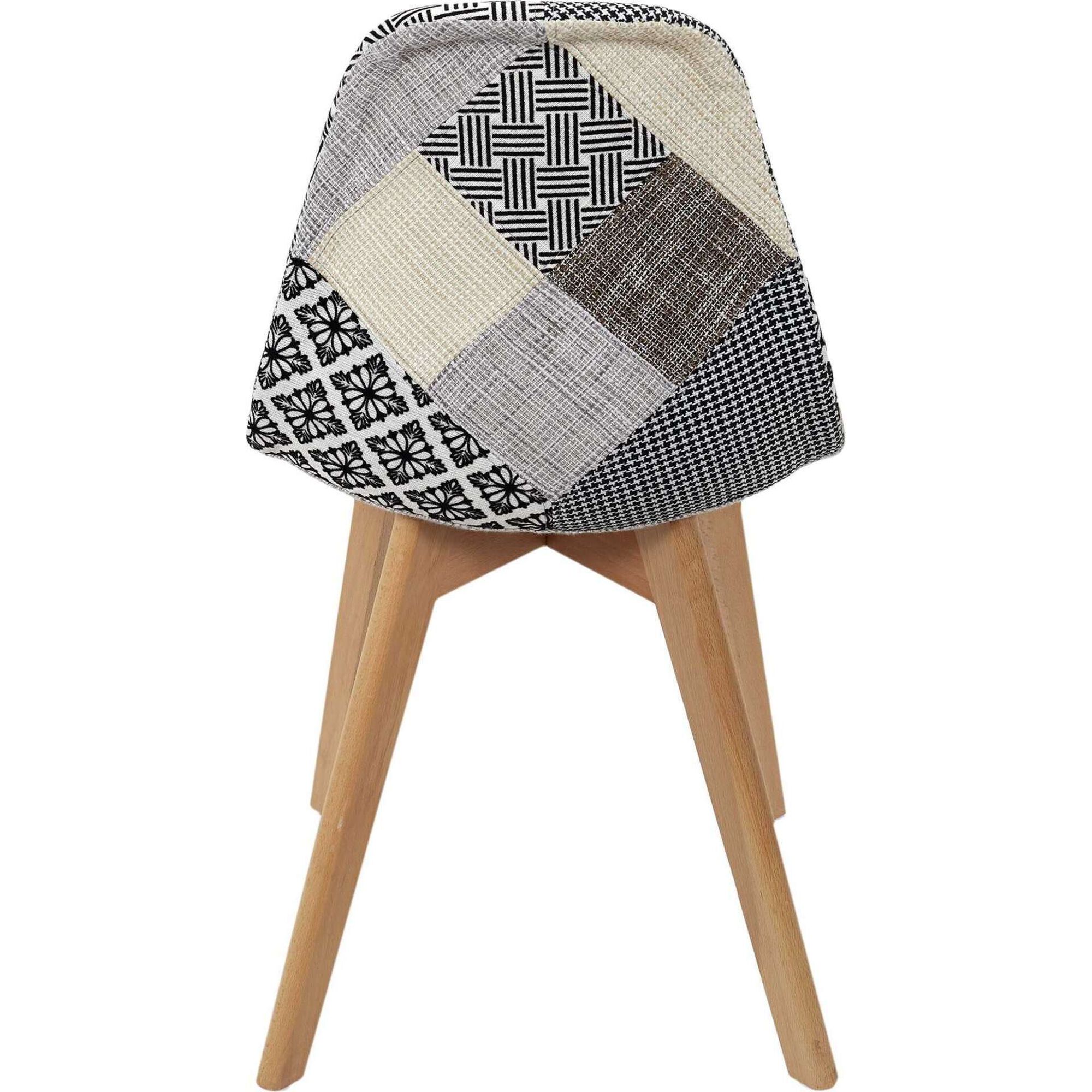 Conjunto de 4 Cadeiras Estofadas Cinza Patchwork