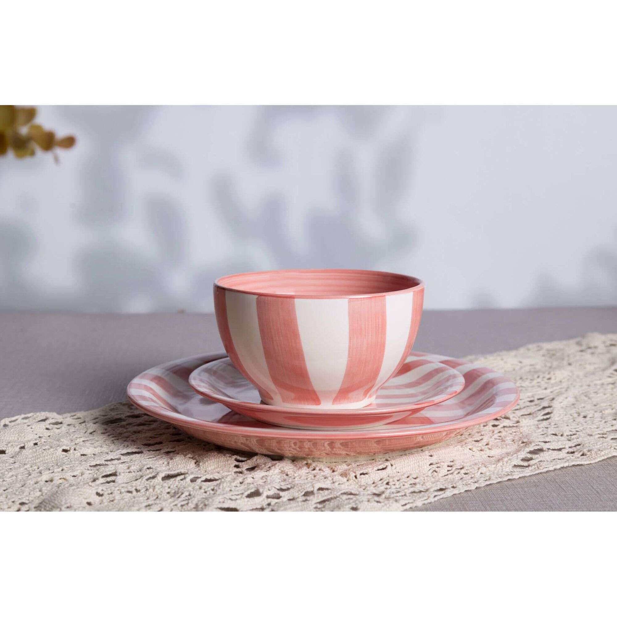 Prato Sobremesa 19cm Riscas Rosa Kasa