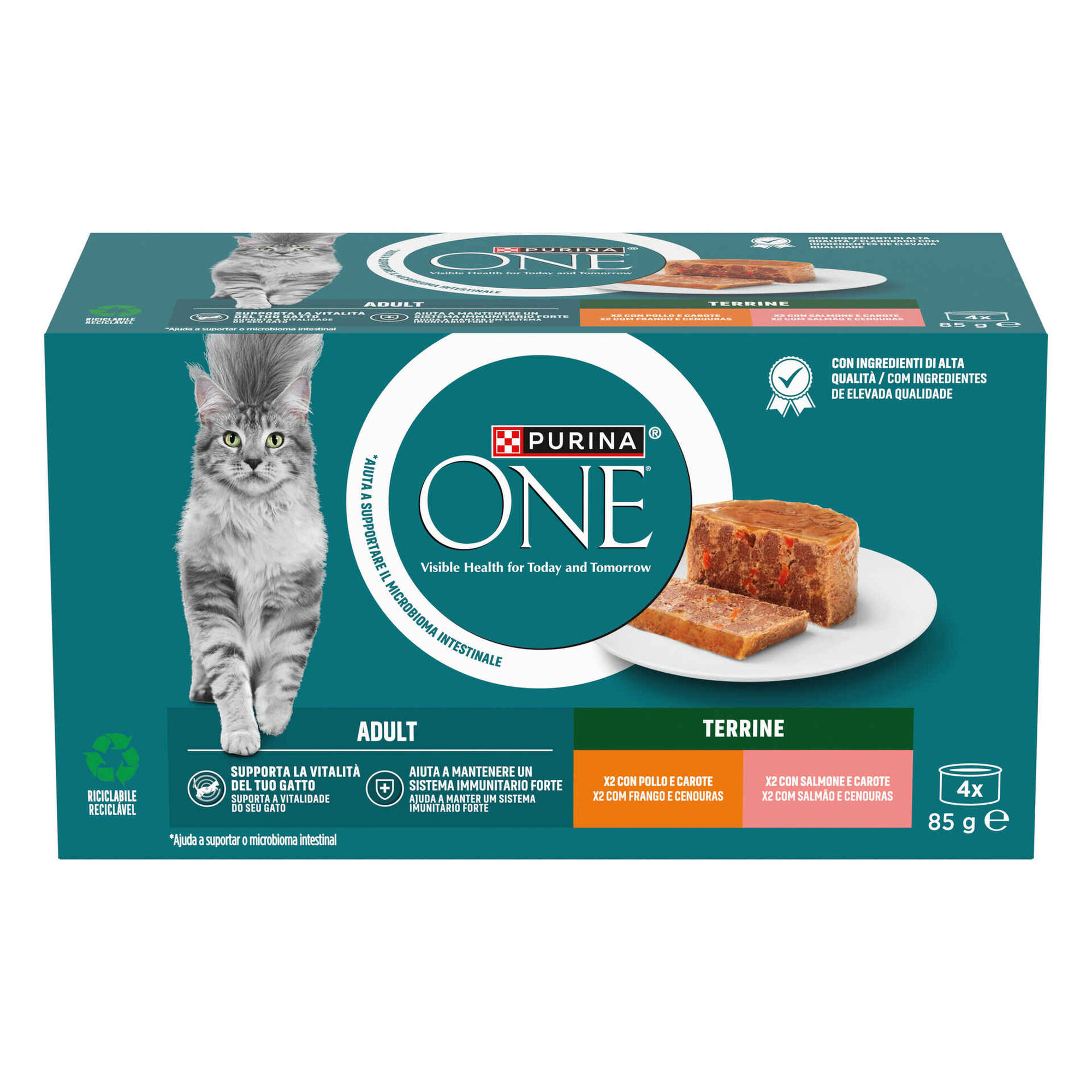 Comida H&uacute;mida para Gato Adulto Terrine Frango e Cenouras Purina One