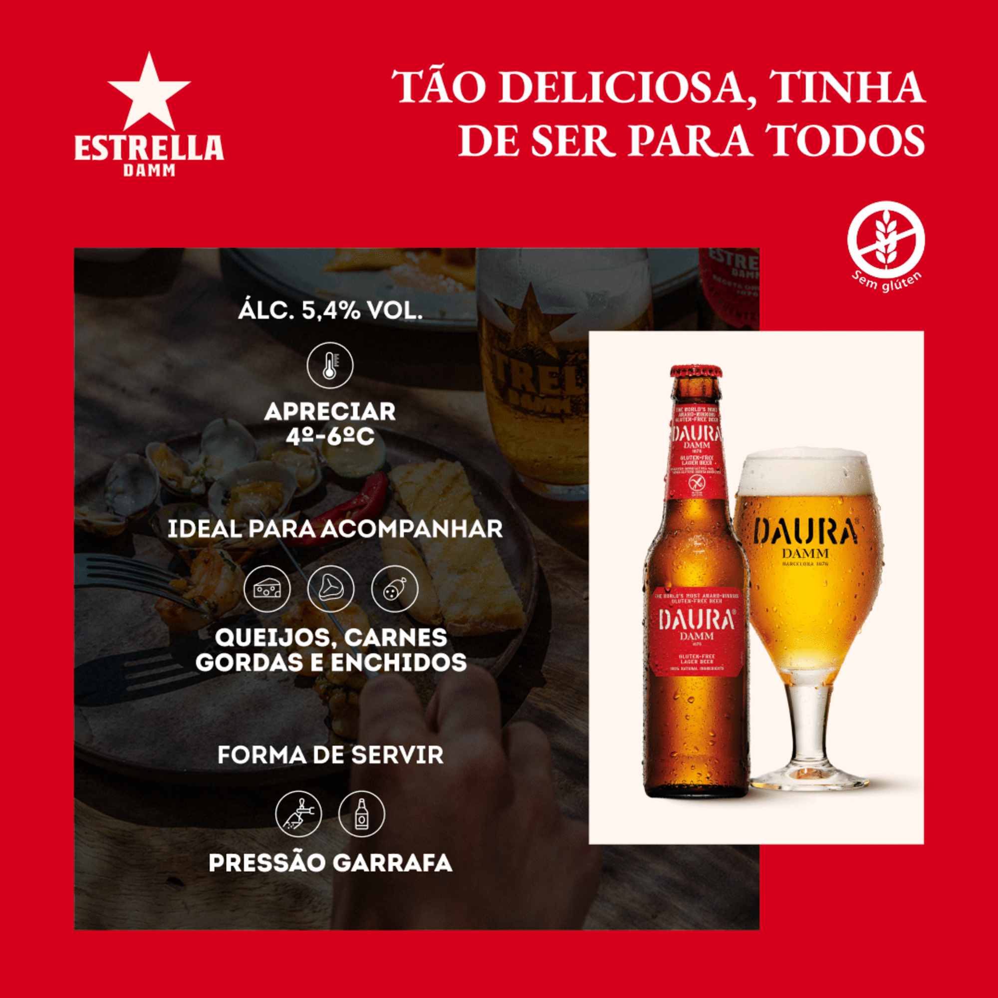 Cerveja com &Aacute;lcool Daura sem Gl&uacute;ten Estrella Damm