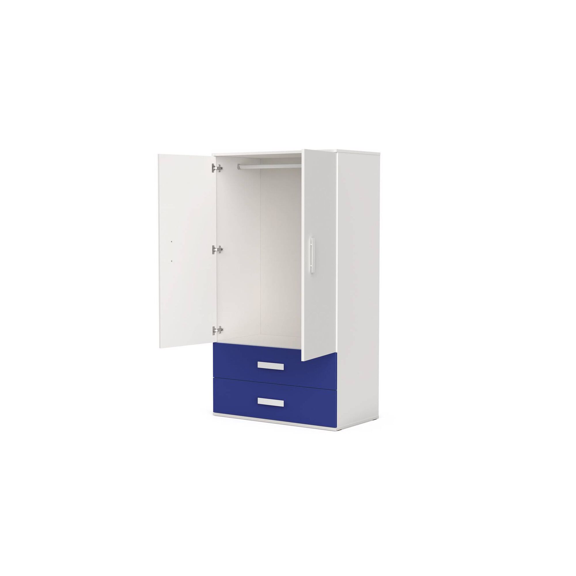 Roupeiro com 2 Portas e 2 Gavetas 100x55x180cm Branco e Azul Play