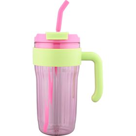 Caneca Strips 850ml Rosa e Verde