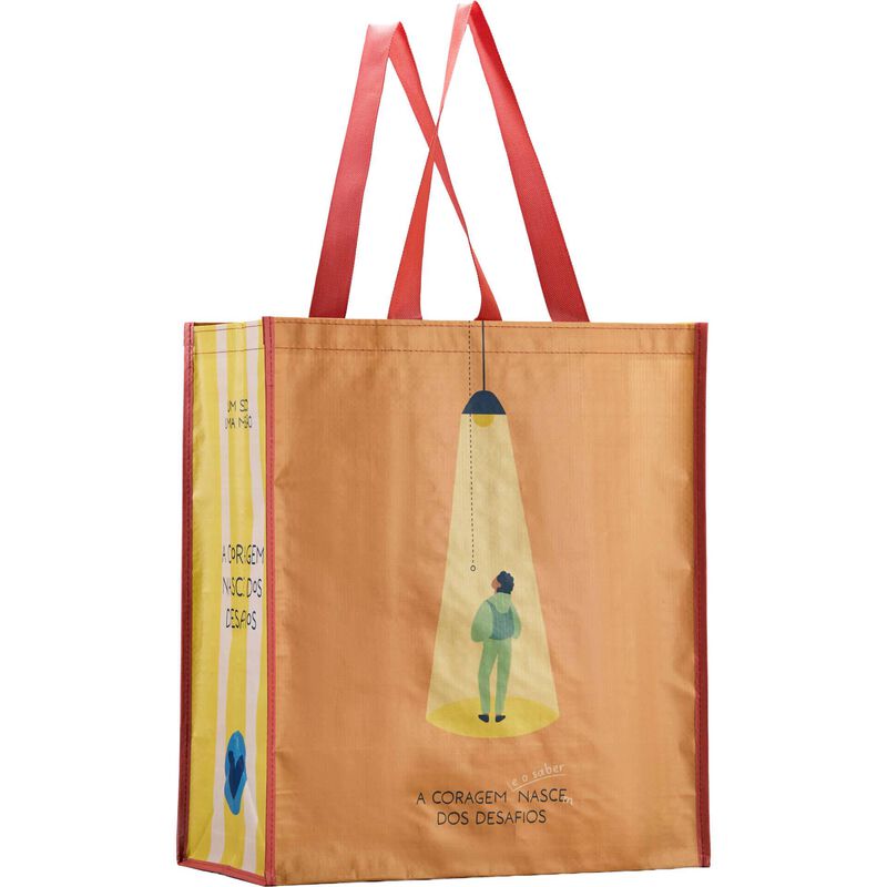 Saco Compras 39x22x45cm A Coragem Nasce dos Desafios Kasa