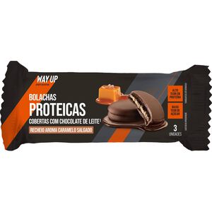 Bolacha Proteína com Recheio Caramelo Salgado e Cobertura Chocolate de Leite Way Up