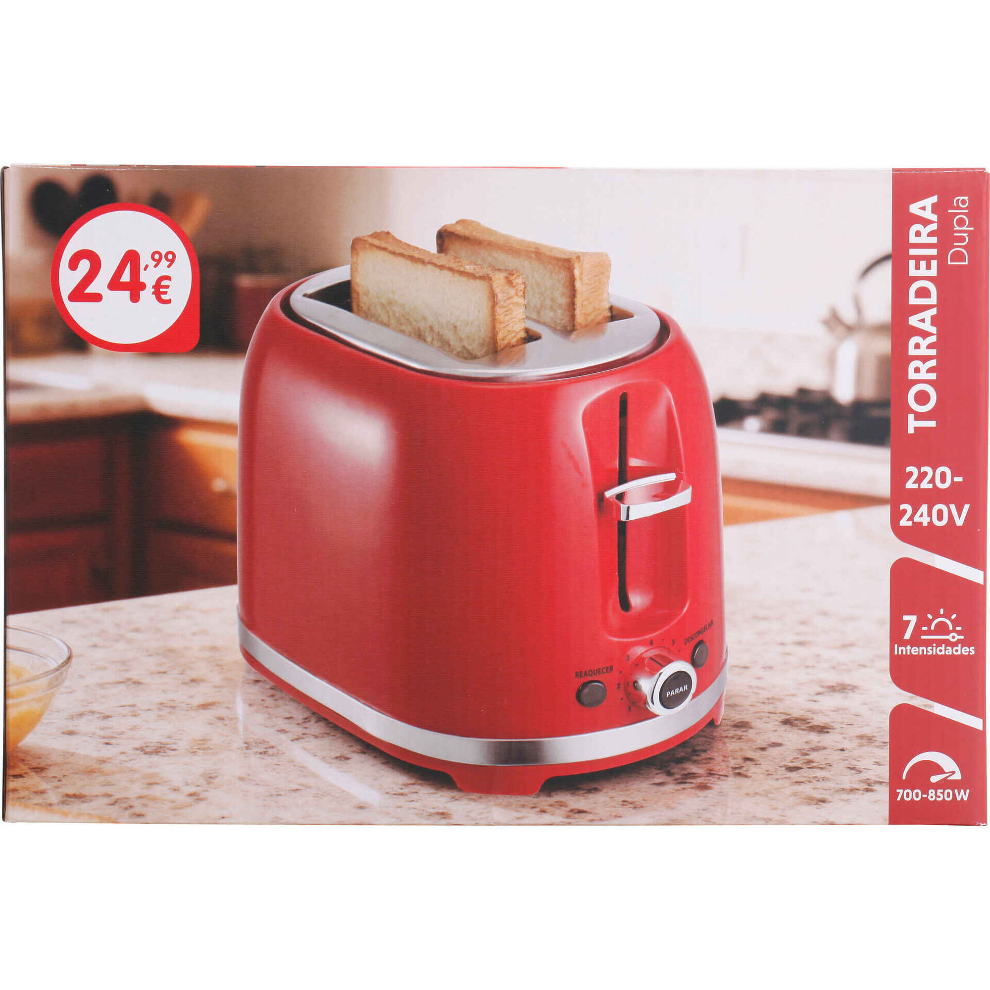 Torradeira Dupla 850W Vermelha Bazar&atilde;o