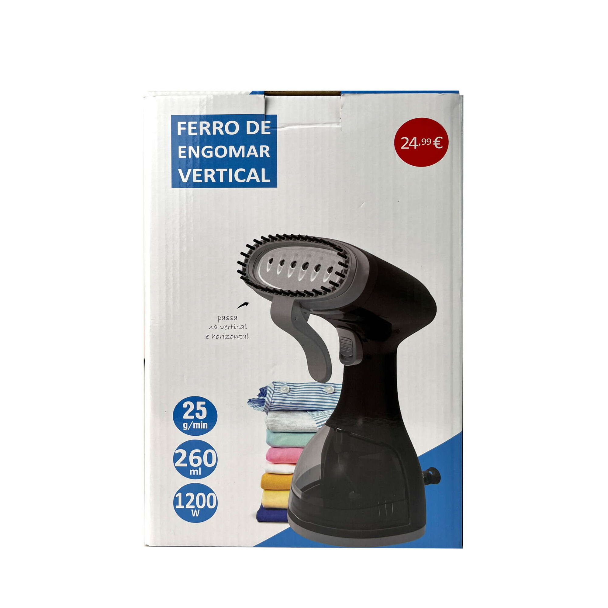 Ferro de Engomar Vertical Preto 1200W 260ml Bazar&atilde;o