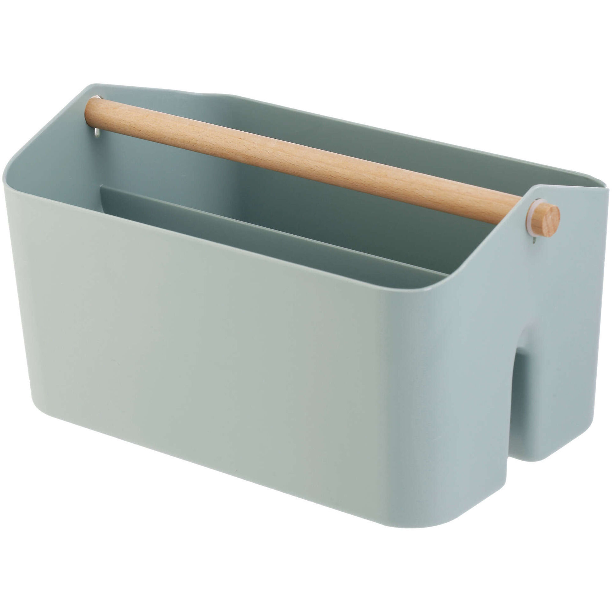 Caixa Arruma&ccedil;&atilde;o Pl&aacute;stico com Pega Madeira Verde