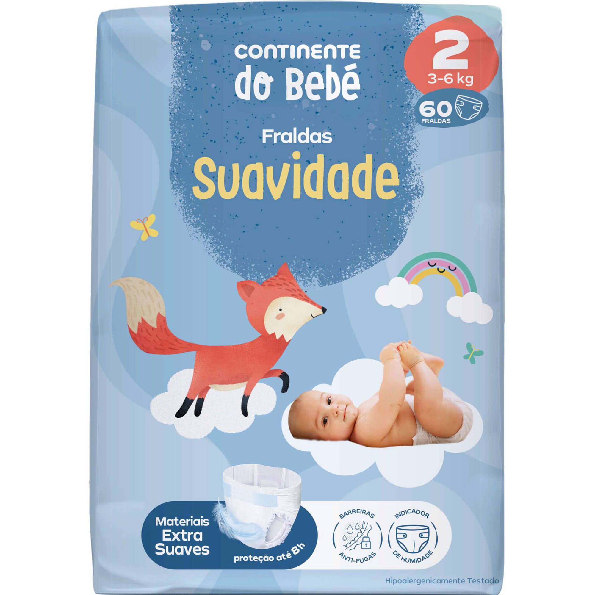 Fraldas Suavidade 3-6kg T2 Continente do Beb&eacute;