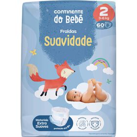 Fraldas Suavidade 3-6kg T2 Continente do Beb&eacute;