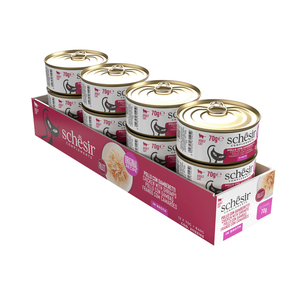 Comida Húmida para Gato Frango e Gambas Lata Schesir