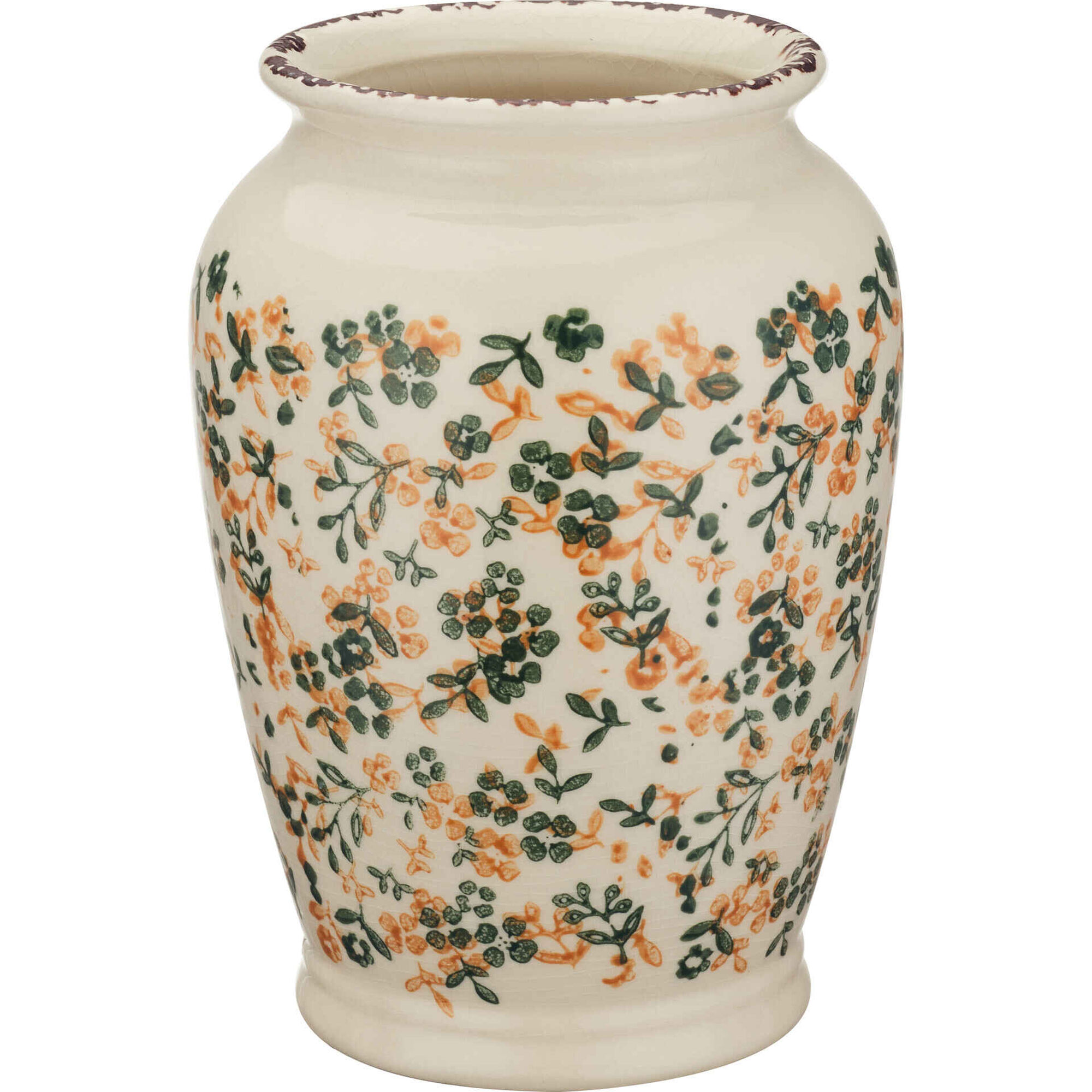 Jarra Flores com Rebordo Vintage 14,5x21cm Bege Kasa