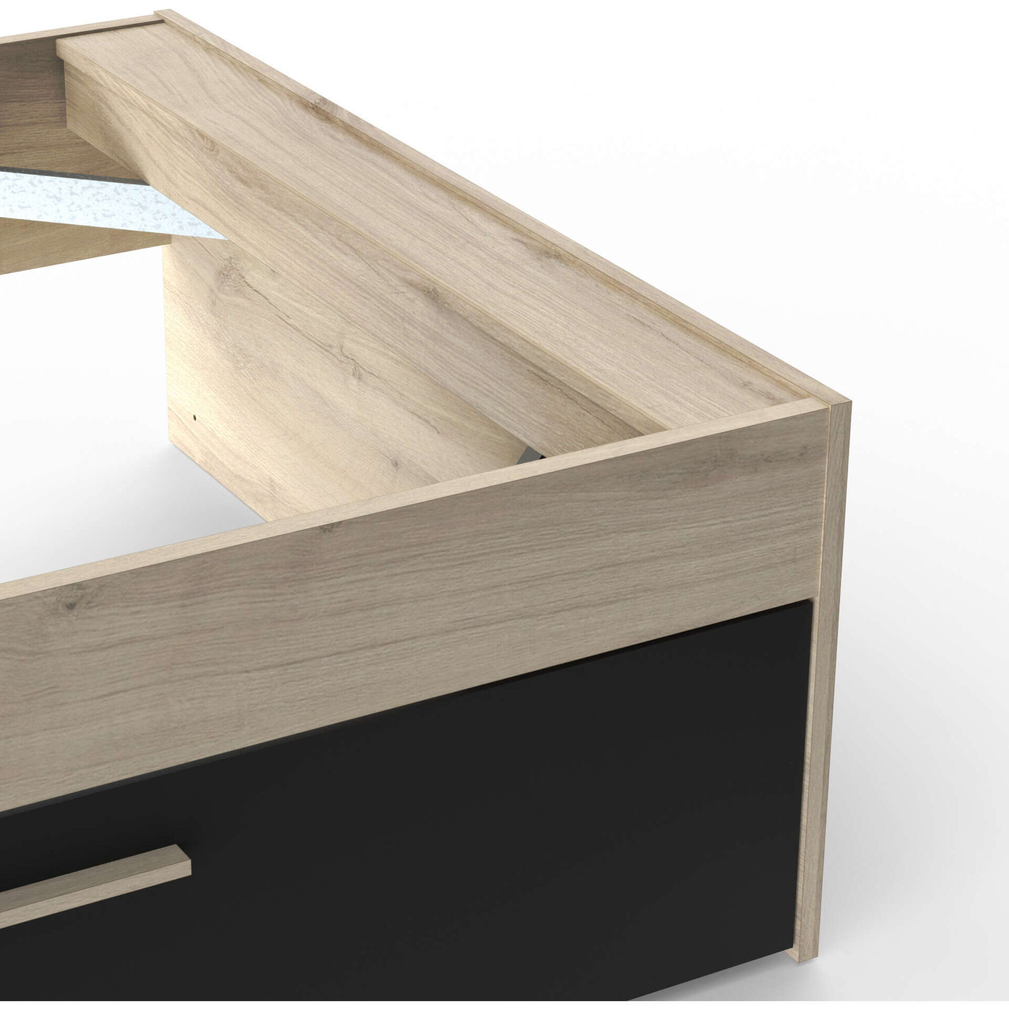 Cama Solteiro 125x227x91cm Preta e Carvalho Life