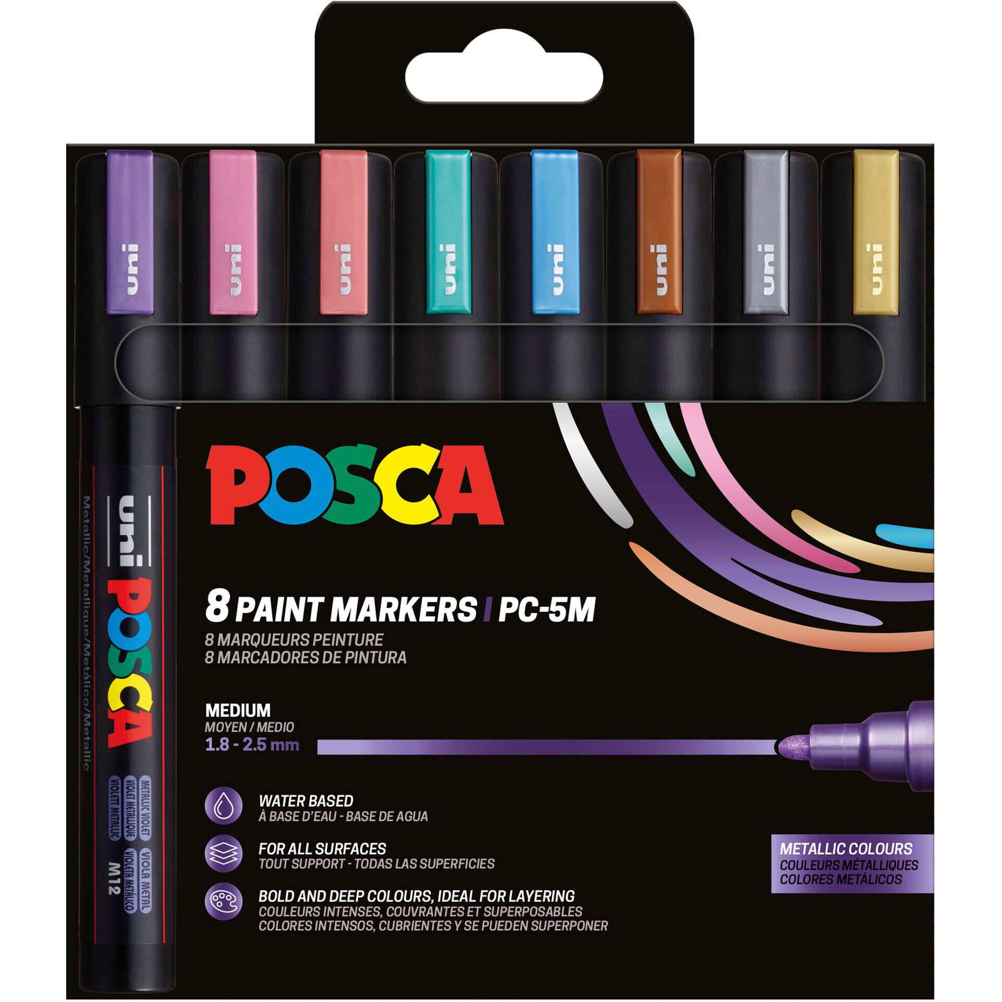 Marcador Posca Pc-5M 8P Metalic 8Un Uni