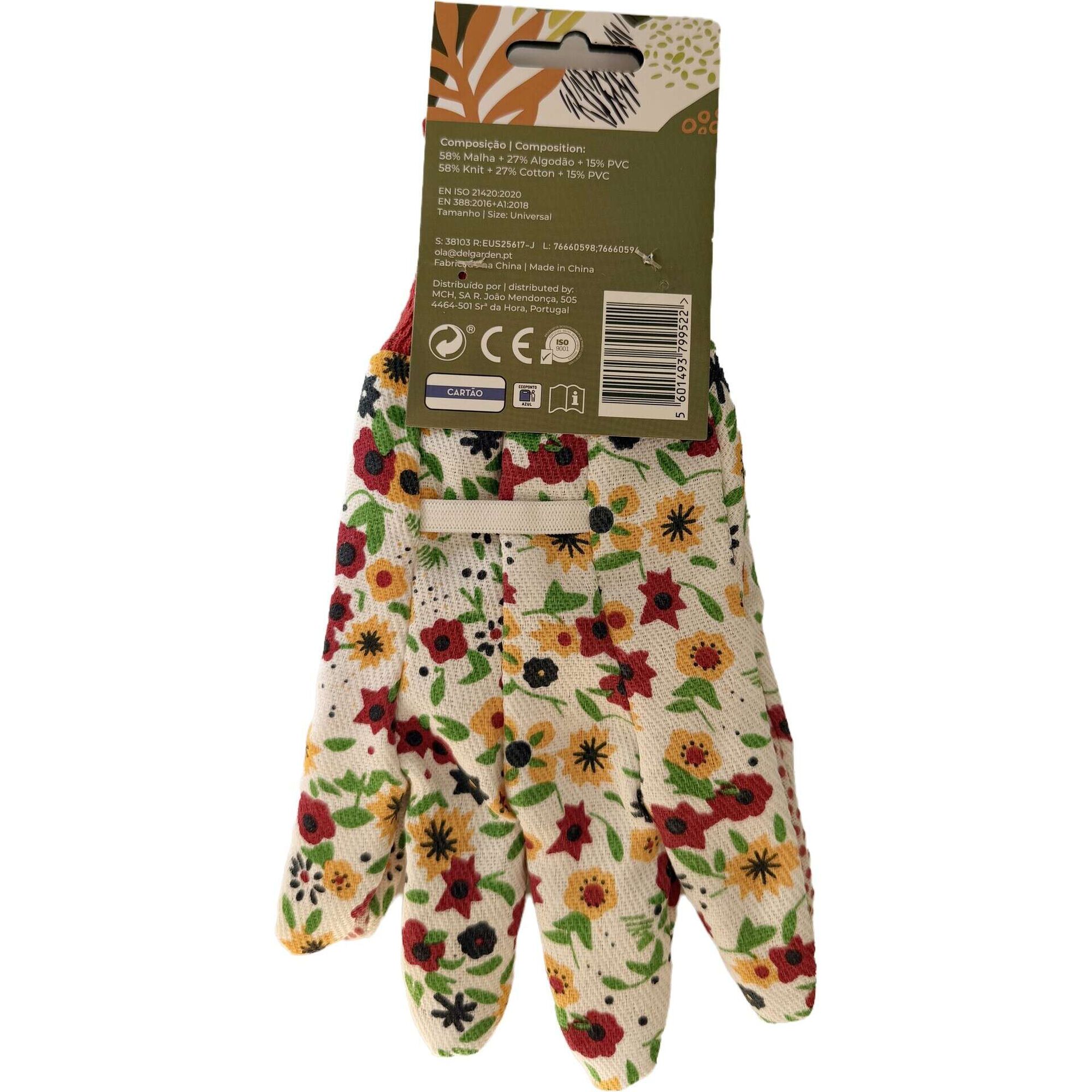 Conjunto 2 Luvas de Jardinagem Universais Flores Delgarden