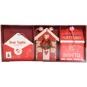 Conjunto 5 Ornamentos Madeira Envelope Kasa