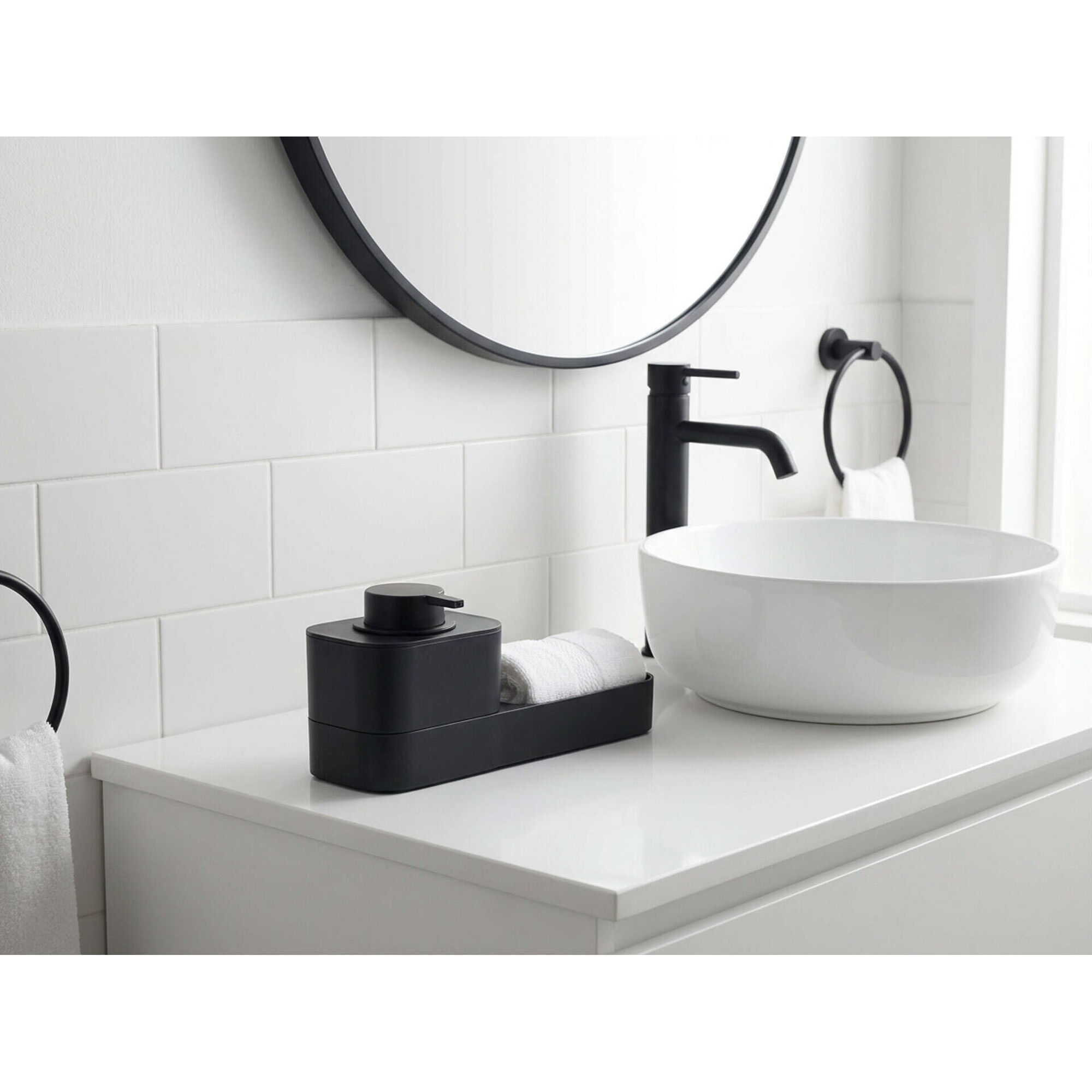 Conjunto Organizador e Saboneteira Preto Stuff Kasa