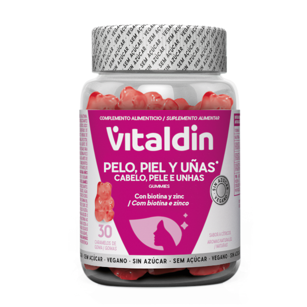 Gomas Suplemento Biotina e Zinco para Cabelo, Pele e Unhas Vitaldin