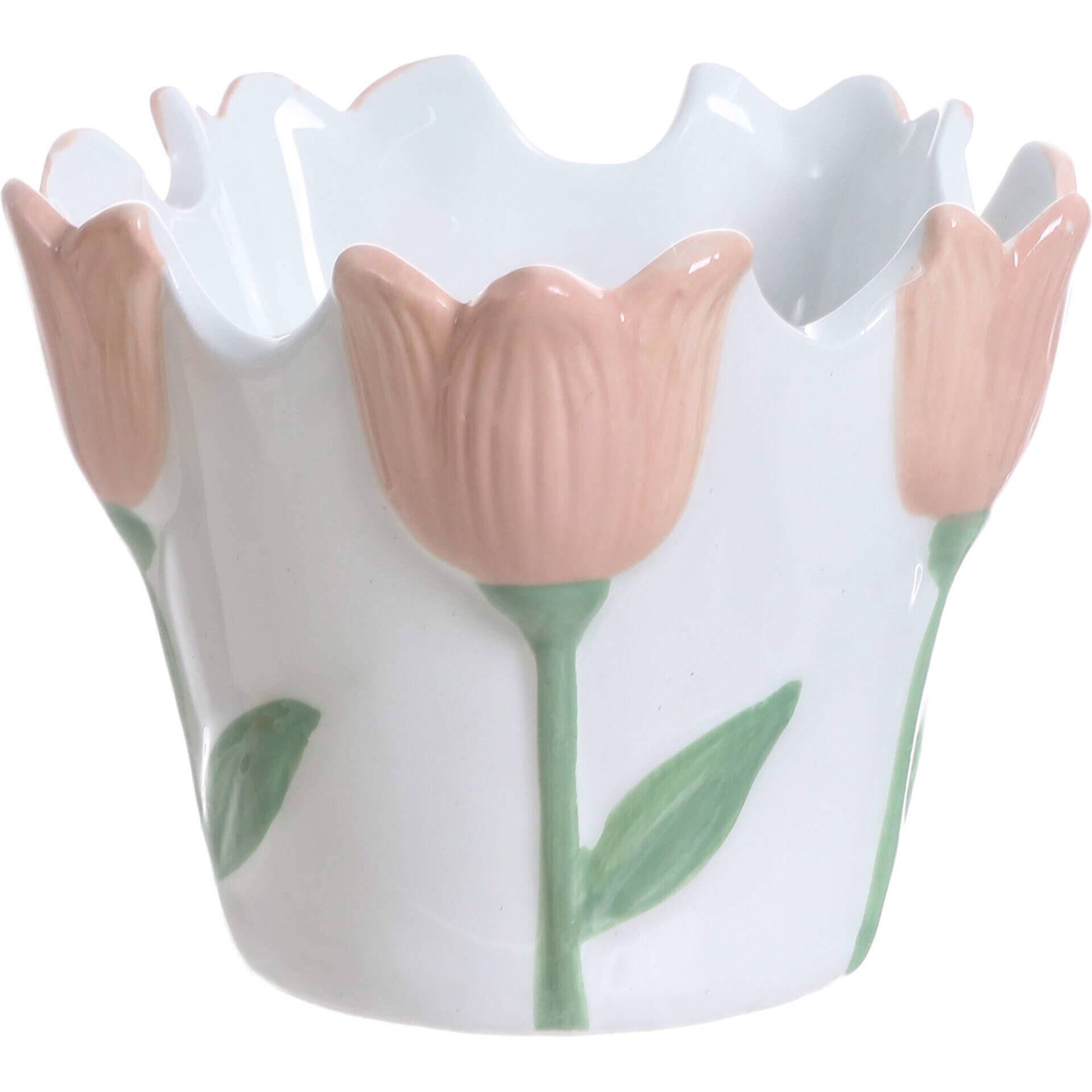 Jarra Branca com Tulipas Rosa Kasa