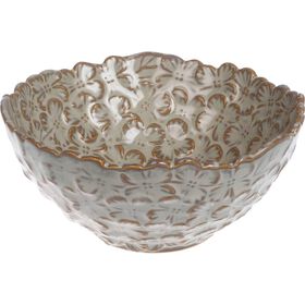 Ta&ccedil;a Redonda 12,3cm Flores Embossed Cinza